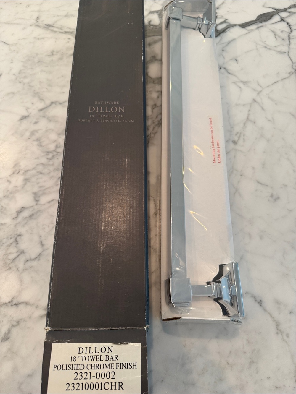 Dillon Polished Chrome 18” Towel Bar - Rare Restoration Hardware - New In Box!